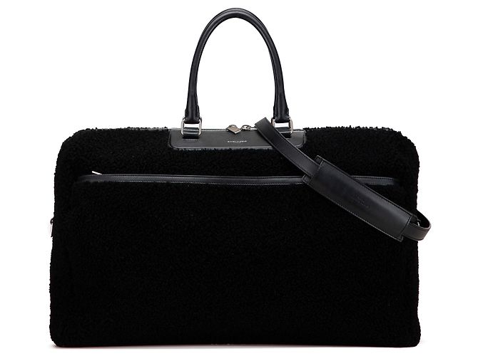 Schwarze Shearling-Reisetasche von Saint Laurent