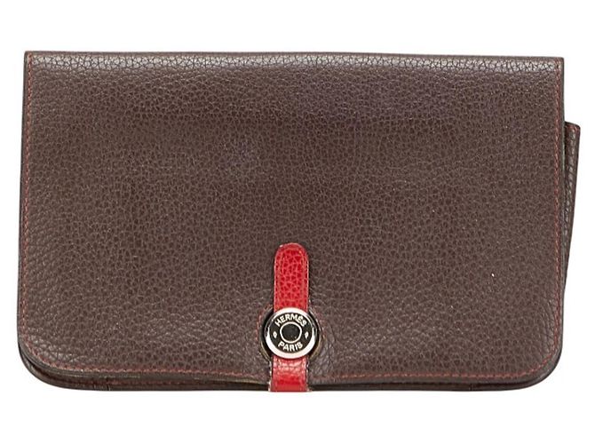 Hermès Dogon GM Duo Bicolor Wallet Multiple colors Chocolate