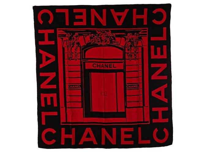 Sciarpa Chanel Cambon 31 Rue Cambon Nero Rosso
