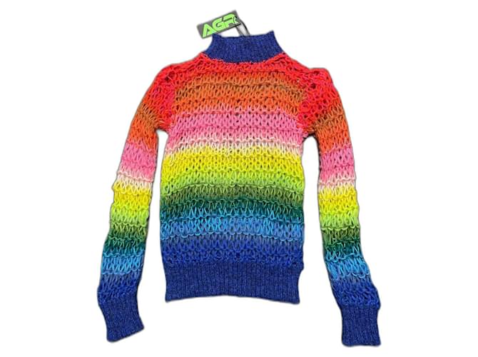 Autre Marque Pull em malha aberta de algodão e mohair Multicor