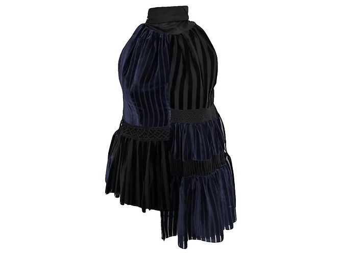 Loewe ärmelloses Samt-Top Schwarz Marineblau