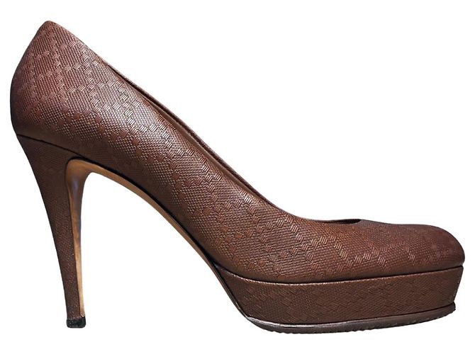 Gucci Escarpins Plateforme Monogram Marron