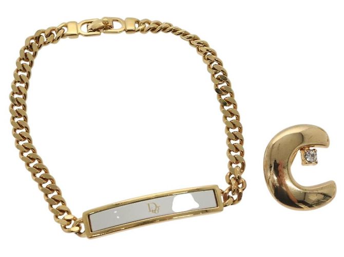 Spilla Christian Dior metallo 2Set Oro Auth bs29193 D'oro