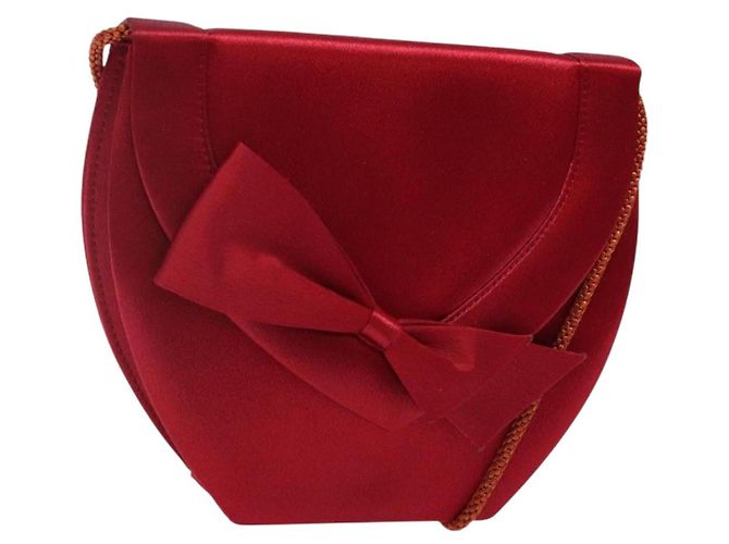 Borsa a Spalla SAINT LAURENT Raso Rosso Oro Auth BA5345 D'oro