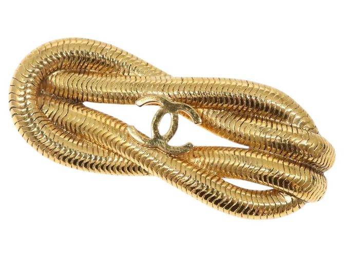 CHANEL Brosche Metall Gold CC Auth bs29186 Golden