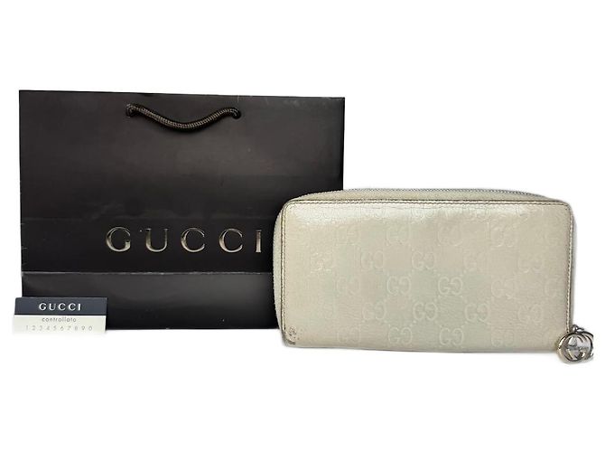 Vintage Gucci Leather Monogram Wallet white