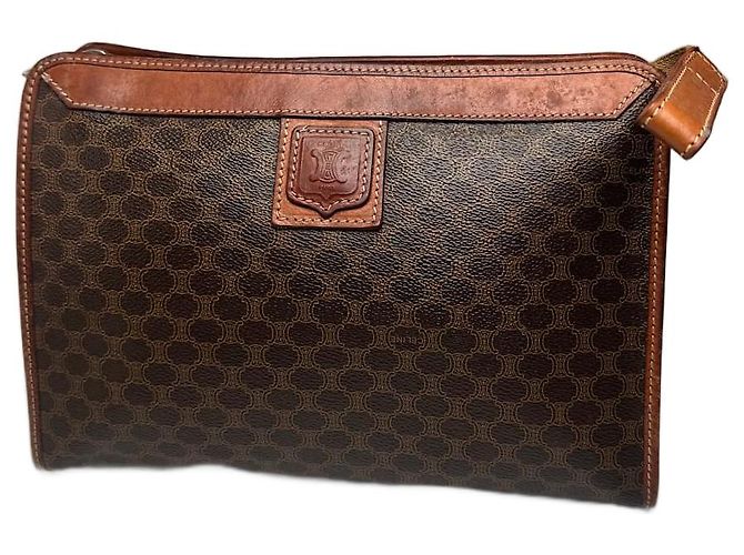 Céline Vintage Celine Triomphe Monogramm Leder Clutch Braun