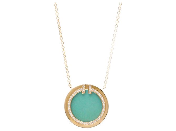 Tiffany & Co Colar Tiffany T com Dois Círculos em Ouro Rosa Dourado
