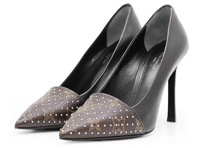 Pompes en cuir Monogram Louis Vuitton Marron Noir