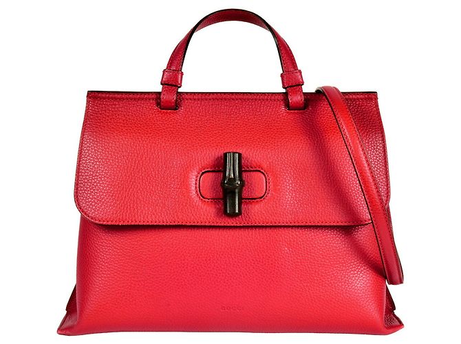 Bamboo Borsa quotidiana Gucci in pelle rossa e bambù Rosso