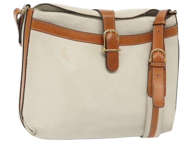 Céline Borsa a Spalla in Pelle Bianca e Argento CELINE Auth bs29347 Bianco