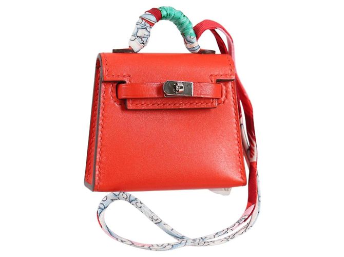 Hermès HERMES Micro Kelly Bag Charm Pelle Arancione Auth 141175SM