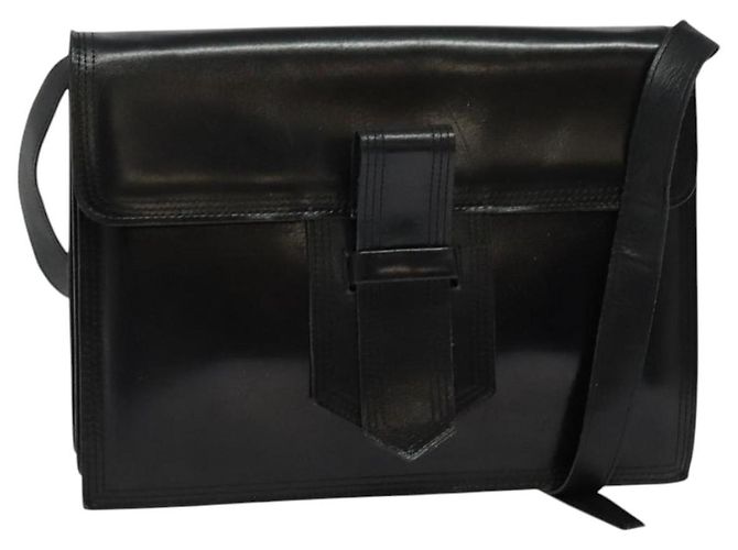 Bolsa de Ombro de Couro Preta e Dourada SAINT LAURENT Auth bs29361 Preto Dourado