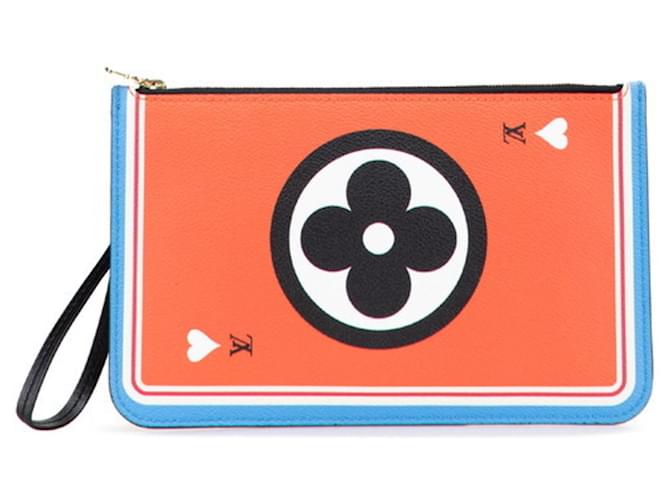 Louis Vuitton Monogram Game On Neverfull MM Accessory Pouch Blue Orange Leather Plastic  ref.2516258