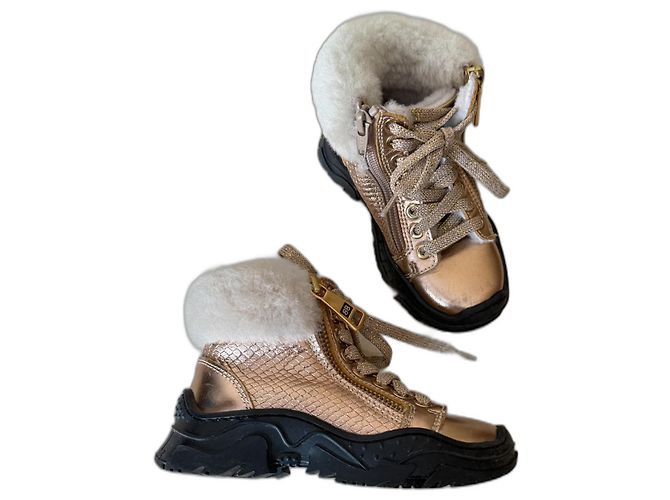 Botas BALDININI de couro e pele de ovelha douradas Tamanho 25 Dourado