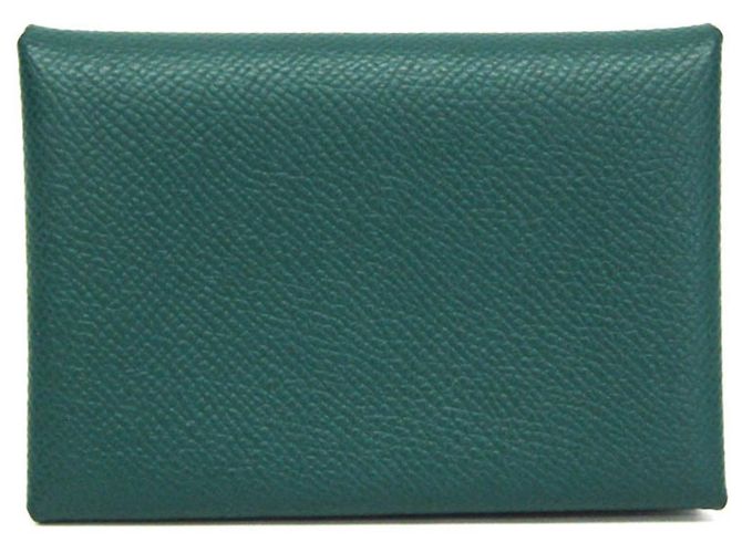 Hermès Hermes Calvi Duo Epsom Leather Card Case in Green