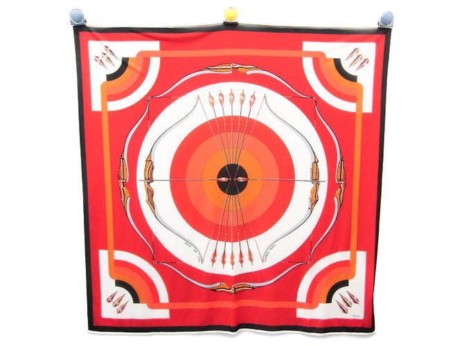 Lenço de seda Hermès Carre ARCS EN CIEL Vermelho Laranja