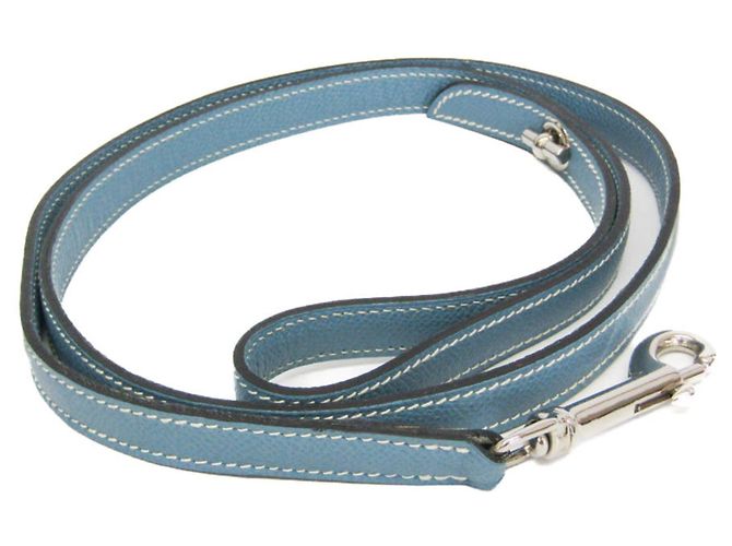 Laisse pour chien en cuir bleu clair Hermès