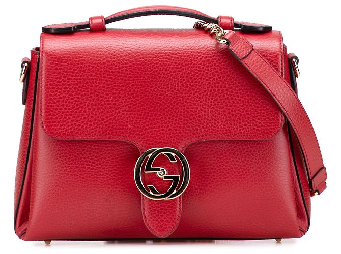 Bolso Gucci rojo pequeño de piel de ternera con G entrelazado Roja
