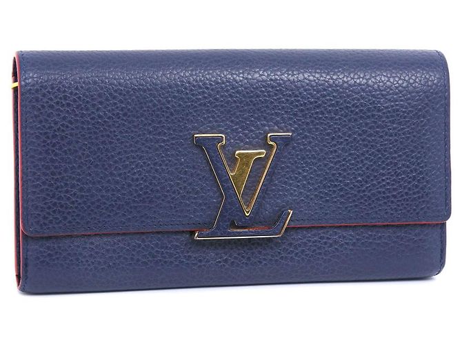 Louis Vuitton Capucines Long Wallet Leather Navy blue