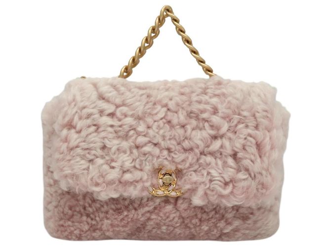 Bolsa Chanel 19 Flap Shearling Medium Rosa