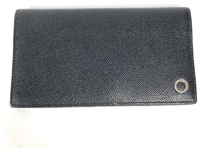 Bulgari Bvlgari Black Leather Bi-Fold Long Wallet