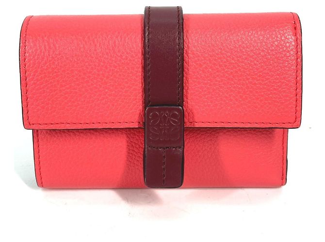 LOEWE Two-Tone Anagram Small Vertical Wallet Brown Pink