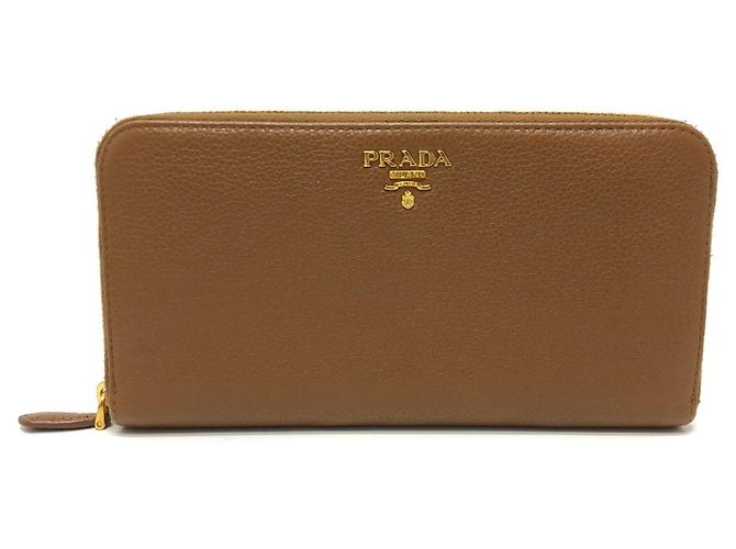 Prada Brown Leather Long Wallet