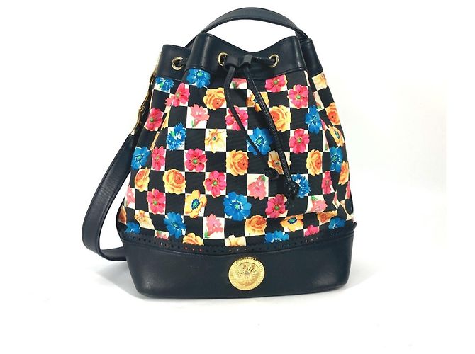 Borsa a Spalla con Corda Floral Chain di Versace Nero Multicolore