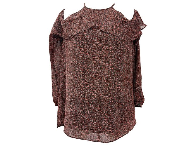 Michael Michael Kors Ruffled Paisley Off Shoulder Top in Multicolor Polyester Multiple colors