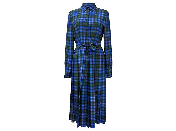 MSGM Checked Midi Dress in Multicolor Polyester