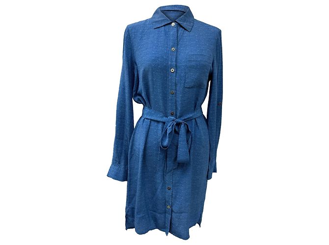 Abito Mini Cinturato in Seta Blu di Diane von Furstenberg Blu chiaro