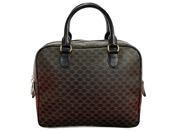 Céline Celine Maillon Trionph Canvas Leather Handtasche Braun Schwarz