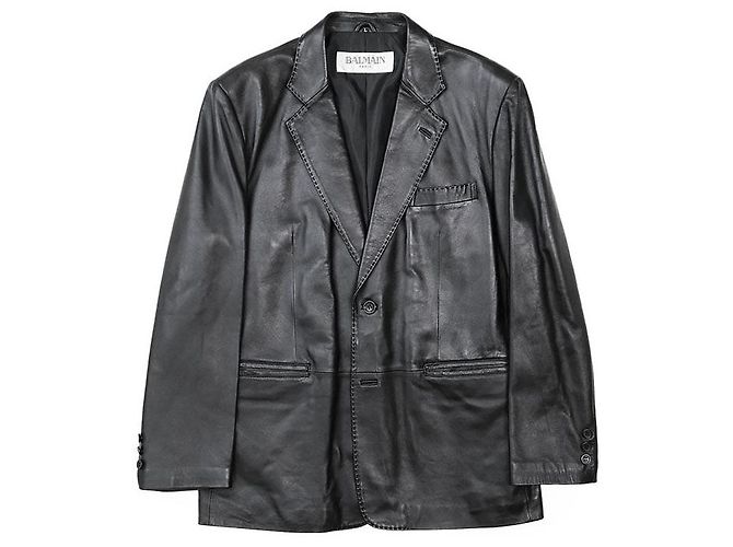 Balmain Paris Lamb Leather Jacket Black