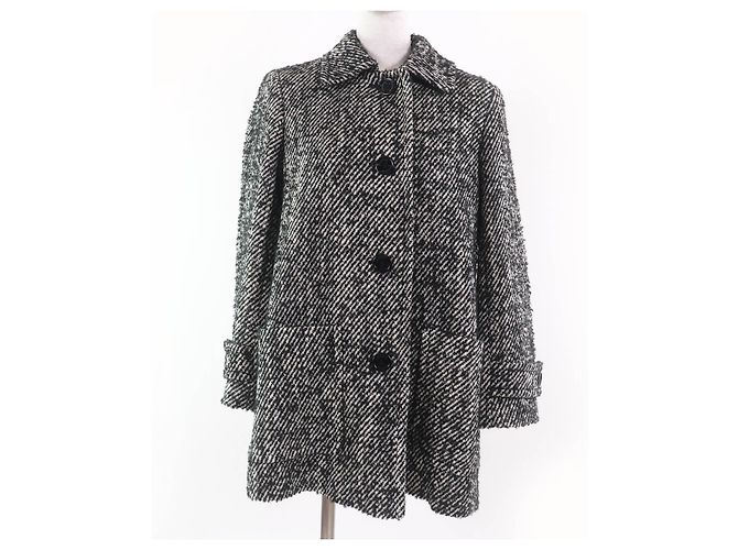Burberry London Nova check Mohair Wool Coat Black