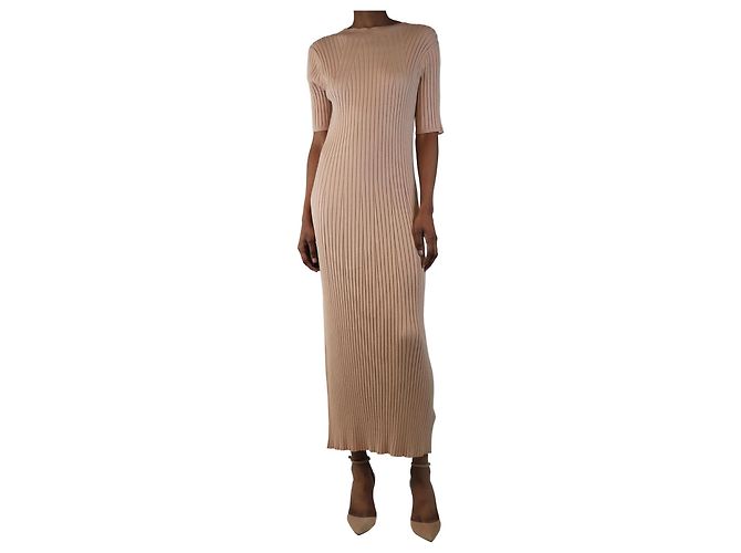 Autre Marque Beige gerippter Strickkleid - Größe S Braun