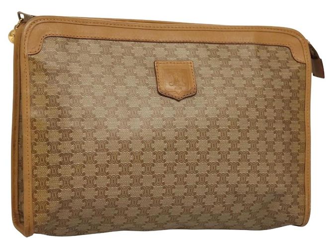 Céline Clutch Pochette Celine Macadam Beige