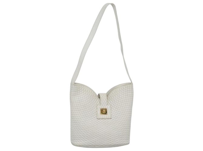 BALLY Borsa a Spalla Trapuntata in Pelle Bianca e Oro Auth BA5391 Bianco D'oro
