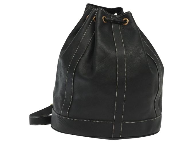 BALLY Bolsa de Ombro de Couro Preta Auth BA5494 Preto