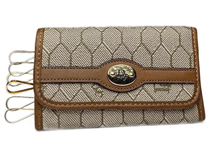 Vintage Dior Monogram Key Holder beige brown