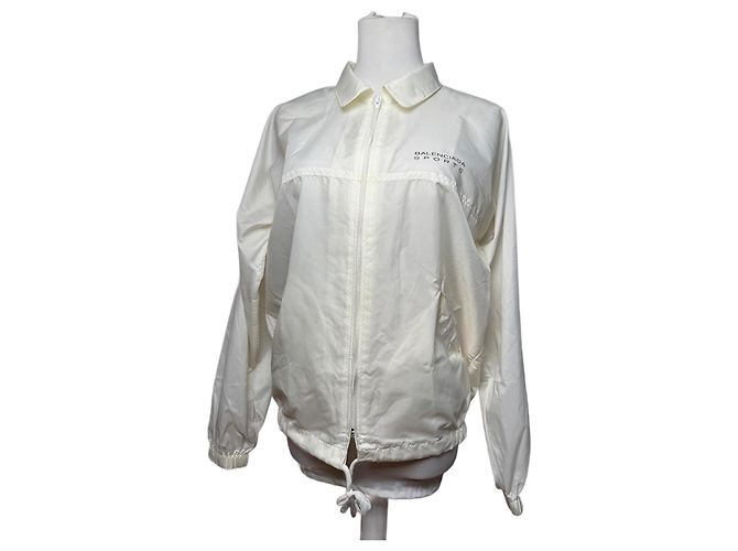 Vintage Balenciaga Polyester Blouson Weiß M