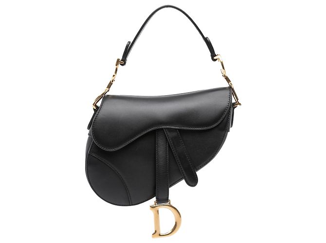 Borsa Saddle Mini Nera in Pelle di Vitello Liscia Dior Nero