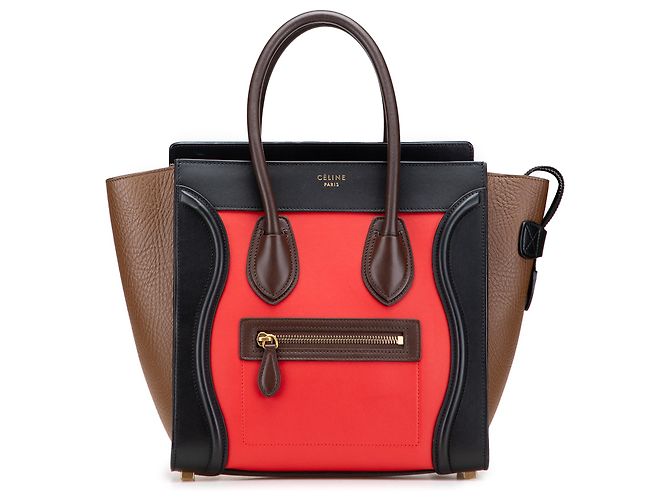 Luggage Céline Borsa da viaggio Celine in pelle micro tricolore rossa Rosso Multicolore
