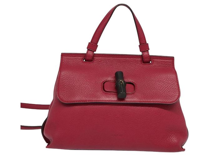 Gucci Bamboo Daily Top Handle Couro Medium Rosa