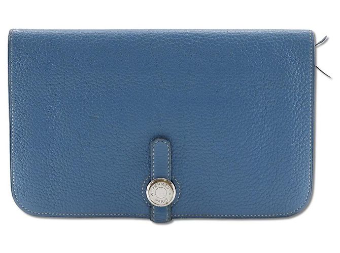 Billetera combinada Dogon Duo de cuero Hermès Azul