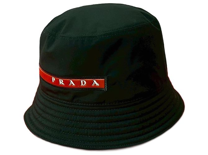 Sombrero bucket de algodón Prada Negro
