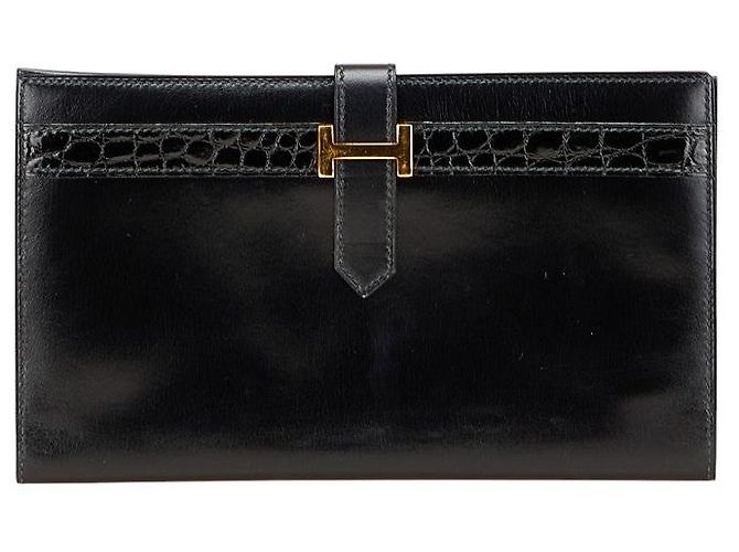 Portafoglio lungo in vitello box Béarn di Hermès Nero