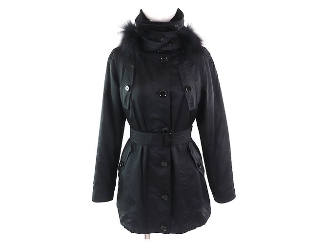 Casaco acolchoado com capuz de pelagem Burberry London Preto