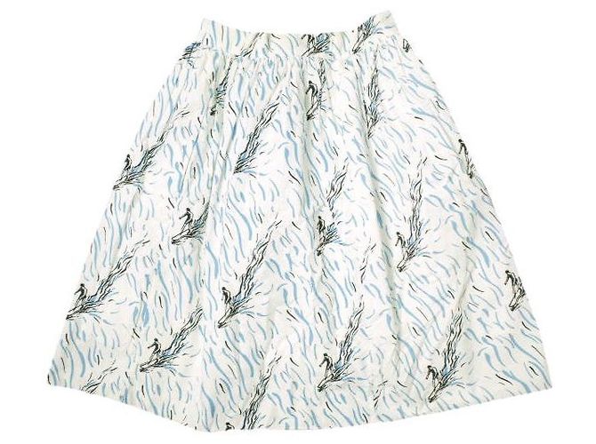 Autre Marque Falda de algodón con estampado Surf Carven Blanco