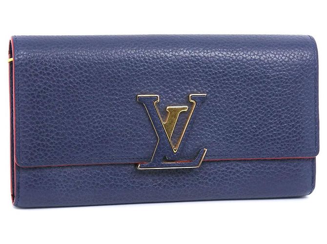 Cartera Larga Capucines Taurillon de Louis Vuitton Azul